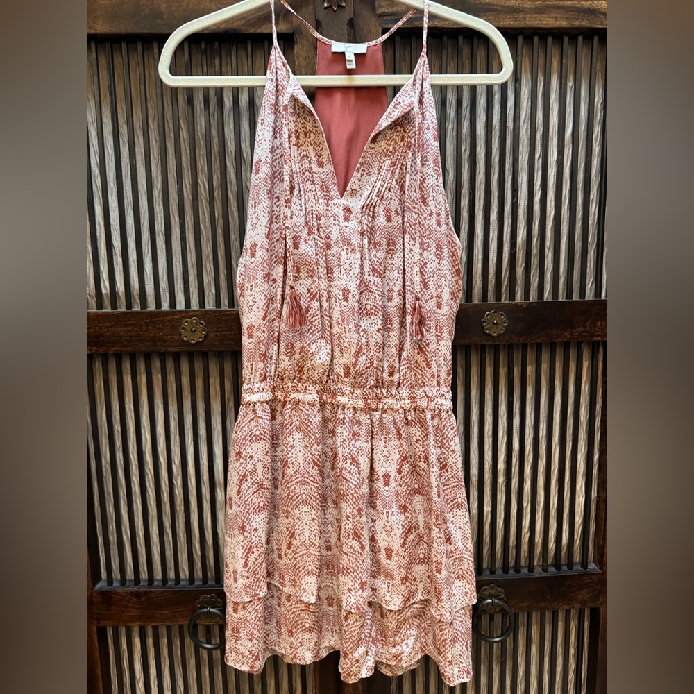 Joie Rust Cream Silk Halter Sundress - S